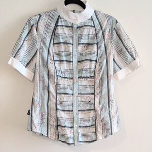 Arista White and Blue Striped Blouse